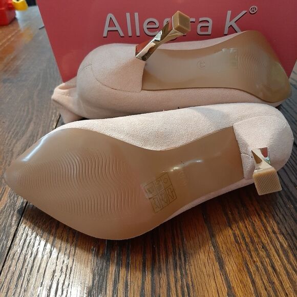 New Size 6.5 Beige Allegra K Rhinestone Slip-On Pointed Toe Ankle Booties - Picture 11 of 12